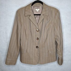 Light Brown Striped Blazer With Real Shell Buttons